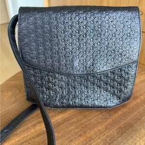 Escada Classic Black Floral-Embossed Crossbody Bag